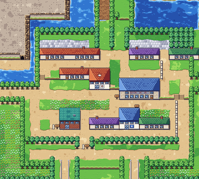 Map of Cerulean City in Pokémon Claude Red