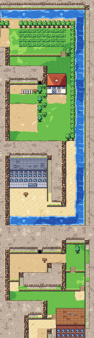 Map of Route 10 in Pokémon Claude Red