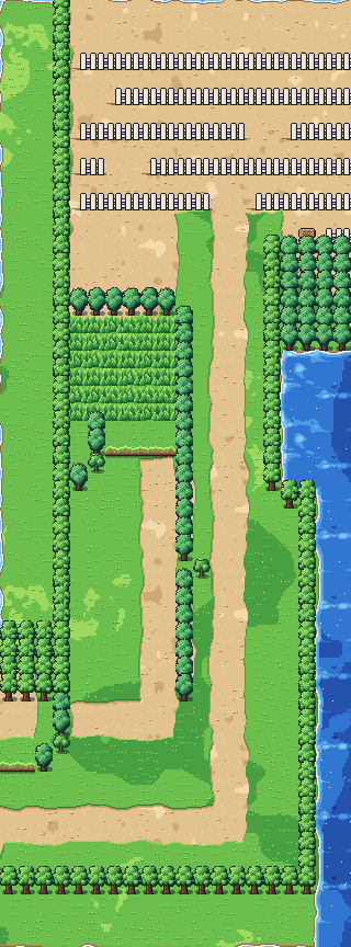 Map of Route 14 in Pokémon Claude Red
