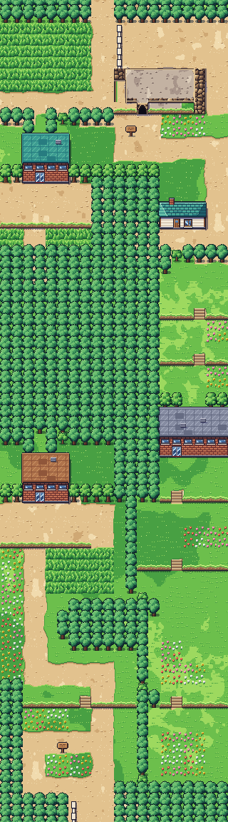 Map of Route 2 in Pokémon Claude Red