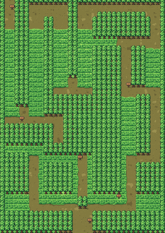 Map of Viridian Forest in Pokémon Claude Red